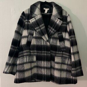 Wool Plaid Pea Coat